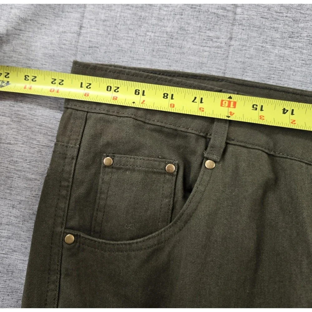New TAXI  Women's  Cargo Pants High Rise 100% Cotton Dark Green Wide‎ Leg 2XL